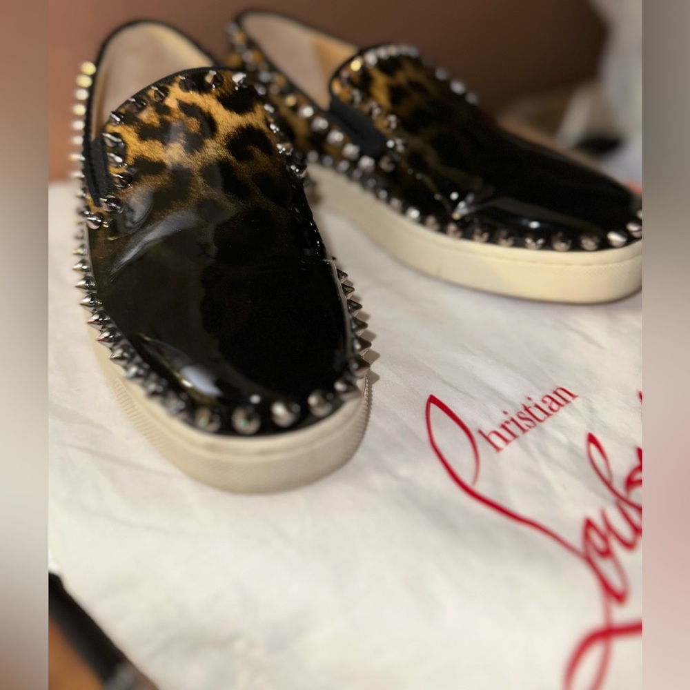 Christian Louboutin Studded Patent Leather Sneakers - Picture 2 of 7